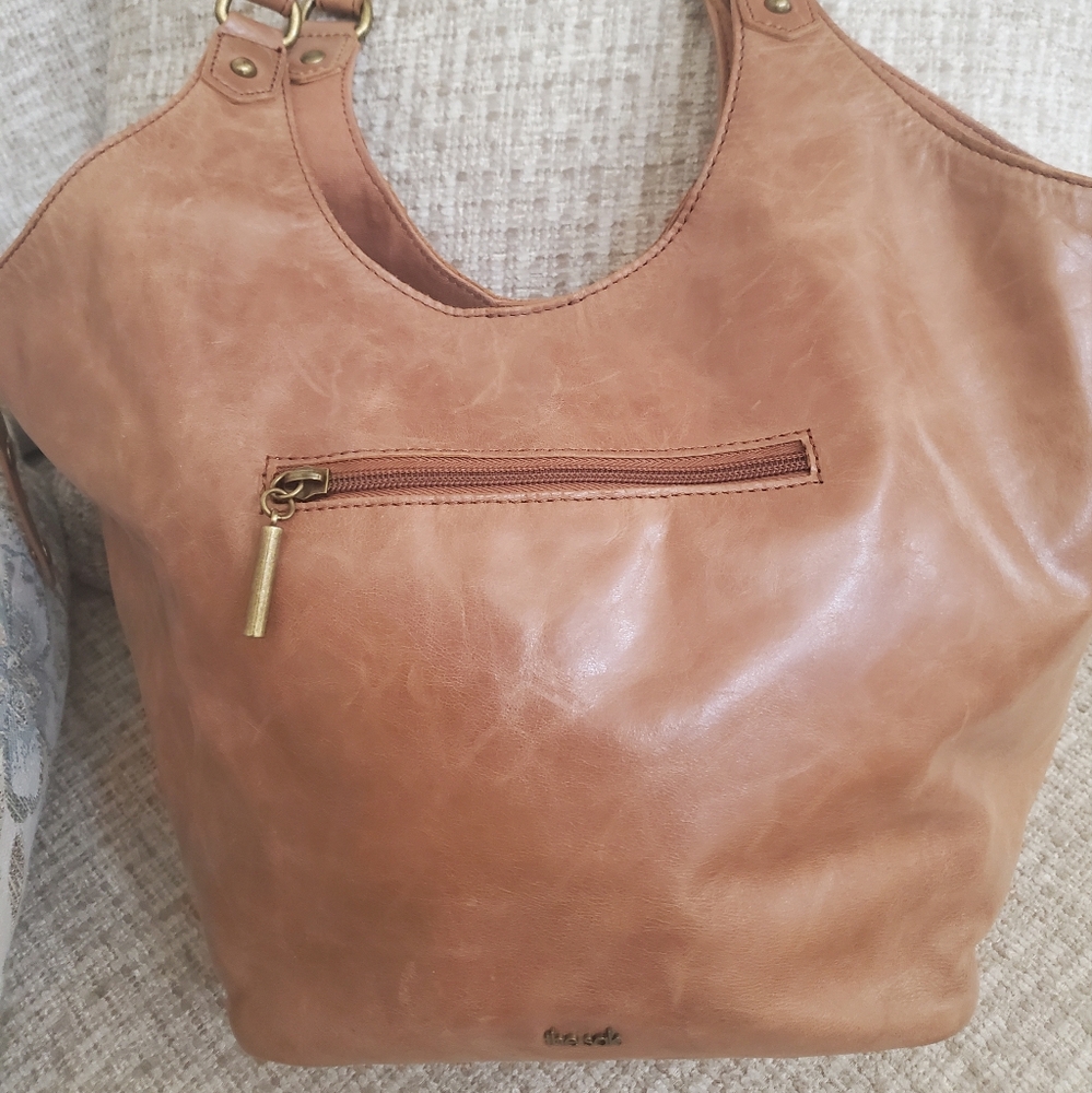 The Sak Brown Embossed Leather Bo Ho Bag Tote - Picture 2 of 6
